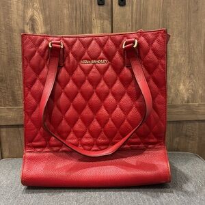 Vera Bradley quilted Nora leather tote tango red